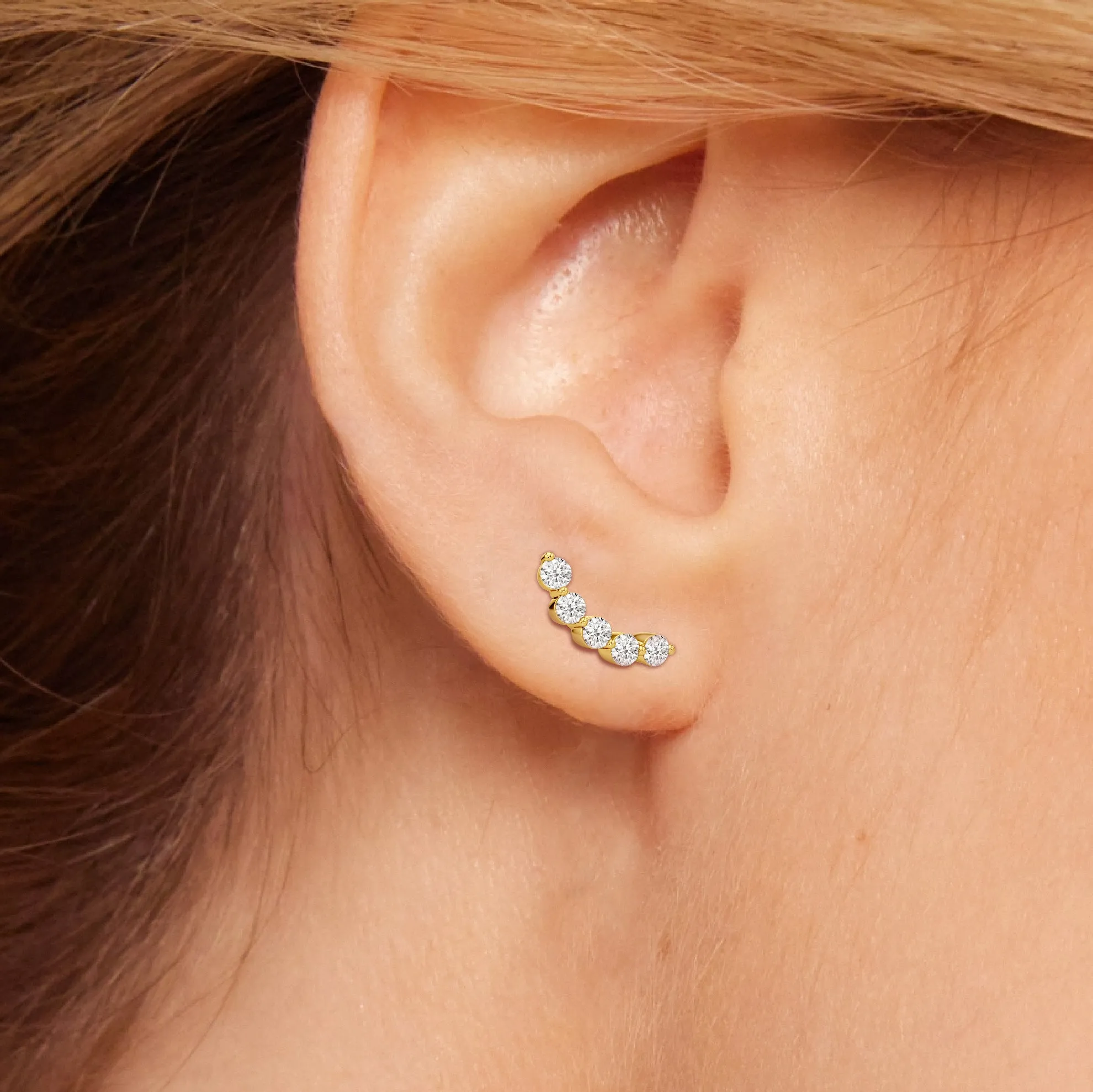 Curved Trail Diamond Climber Earrings