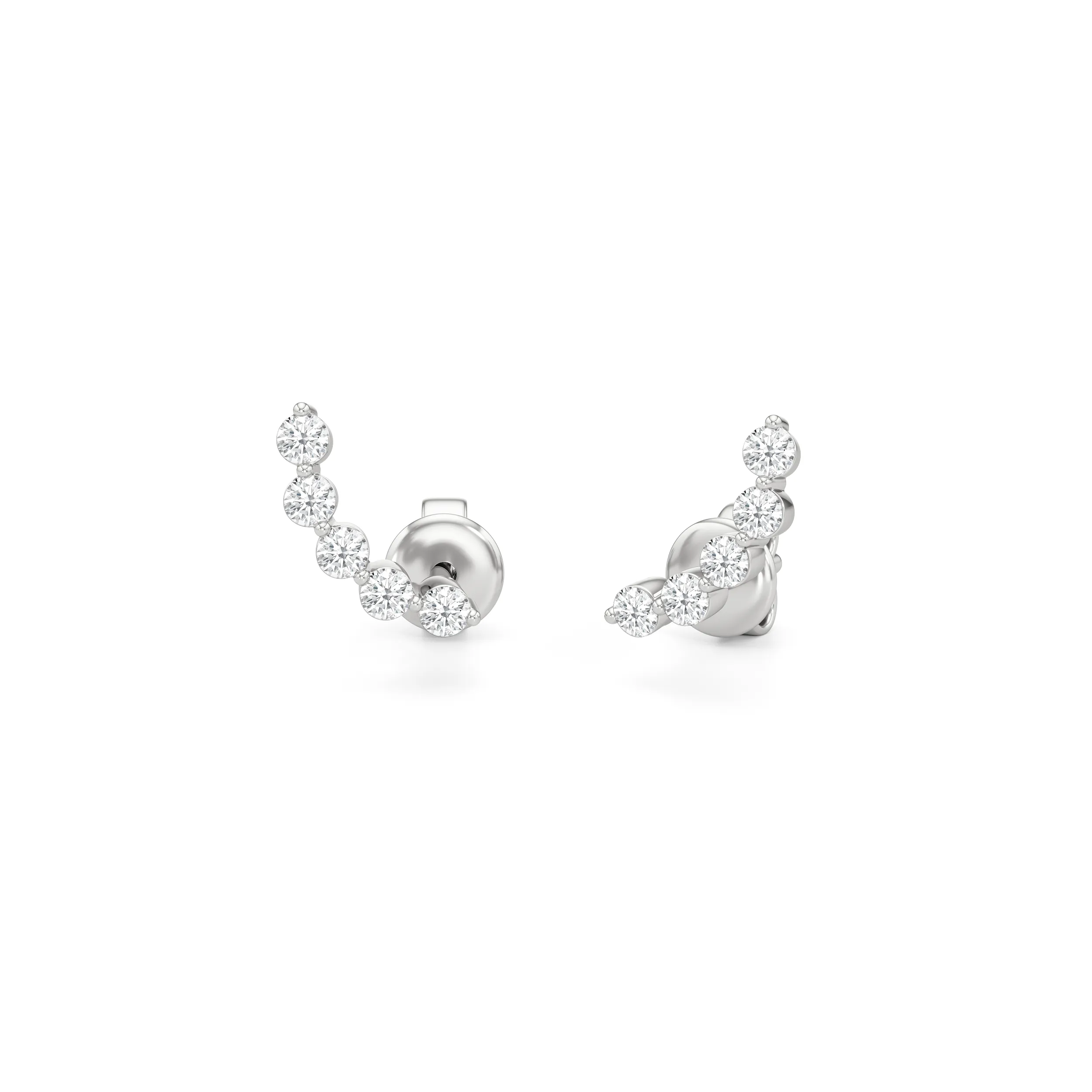 Curved Trail Diamond Climber Earrings