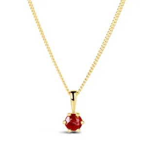 Dainty Ruby Charm Necklace in Gold