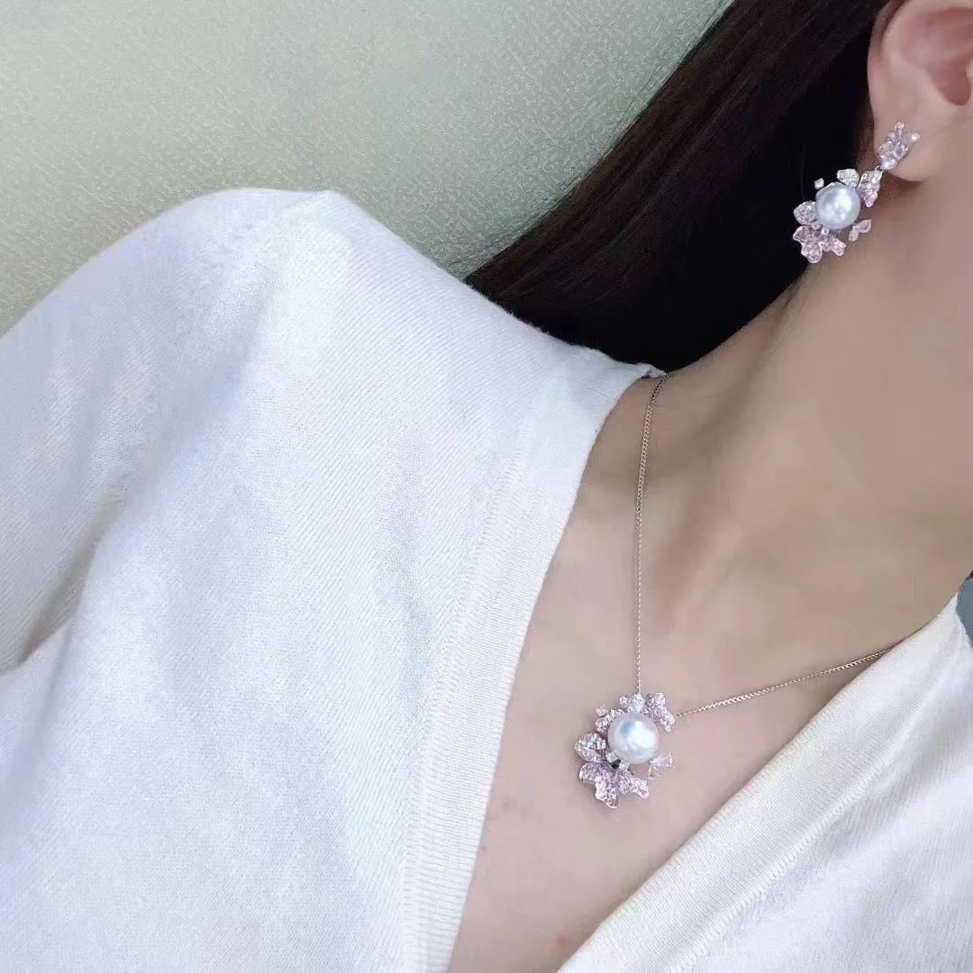 Diamond & South Sea pearl Earrings & Pendant/Ring