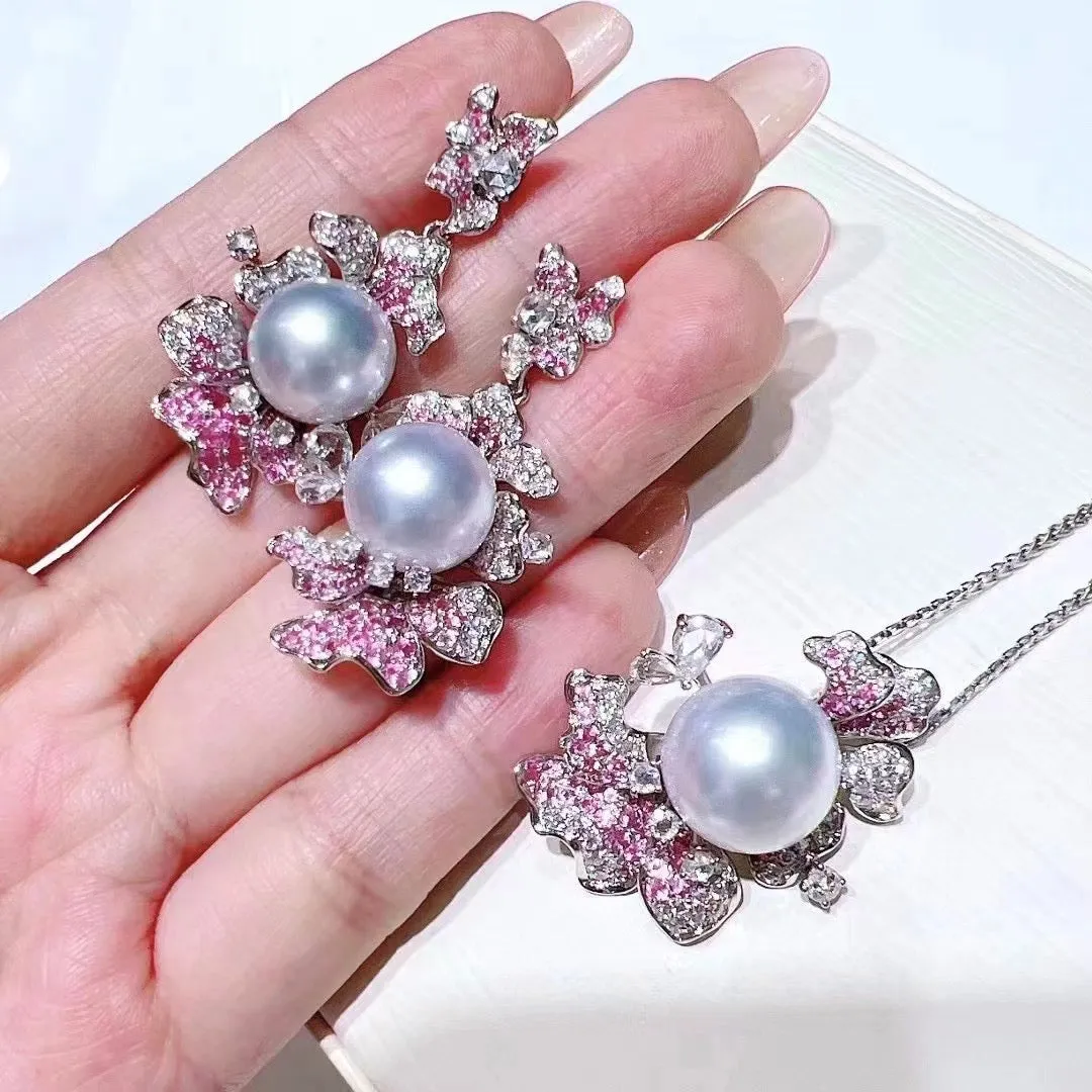 Diamond & South Sea pearl Earrings & Pendant/Ring