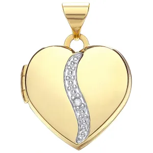 Diamond Set Love Heart Shaped Locket Pendant Necklace in 9ct Gold