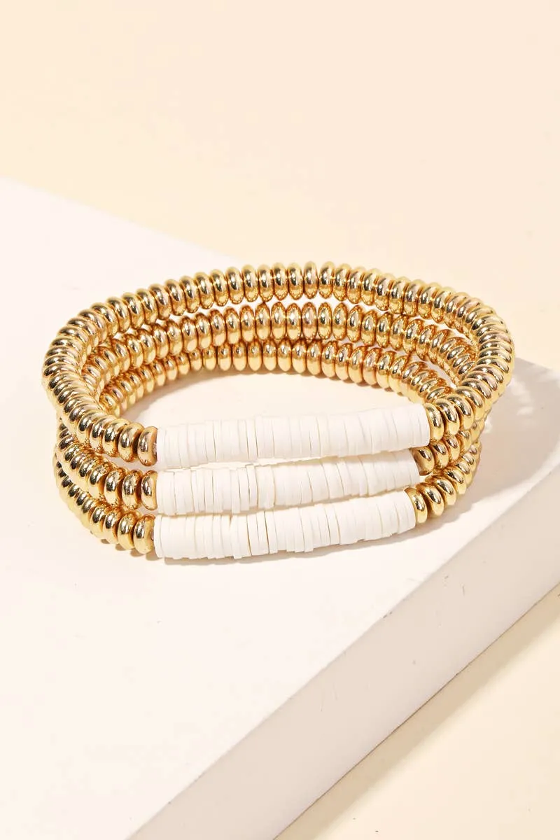 Disc Beaded Stackable Bracelet Set