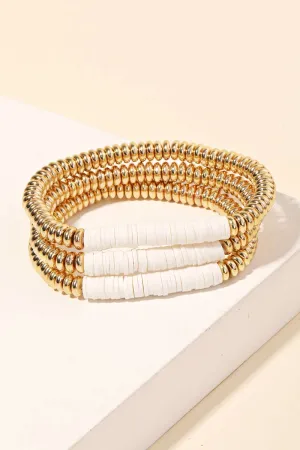 Disc Beaded Stackable Bracelet Set