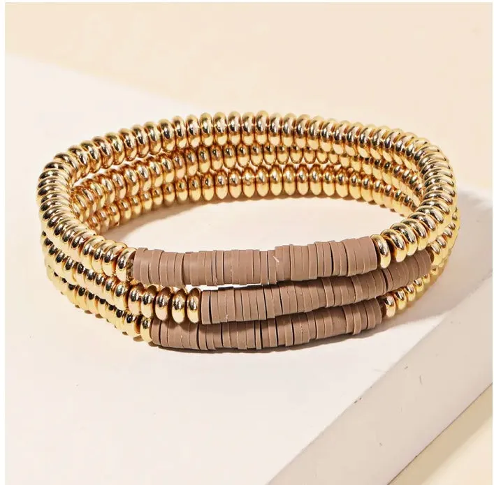 Disc Beaded Stackable Bracelet Set