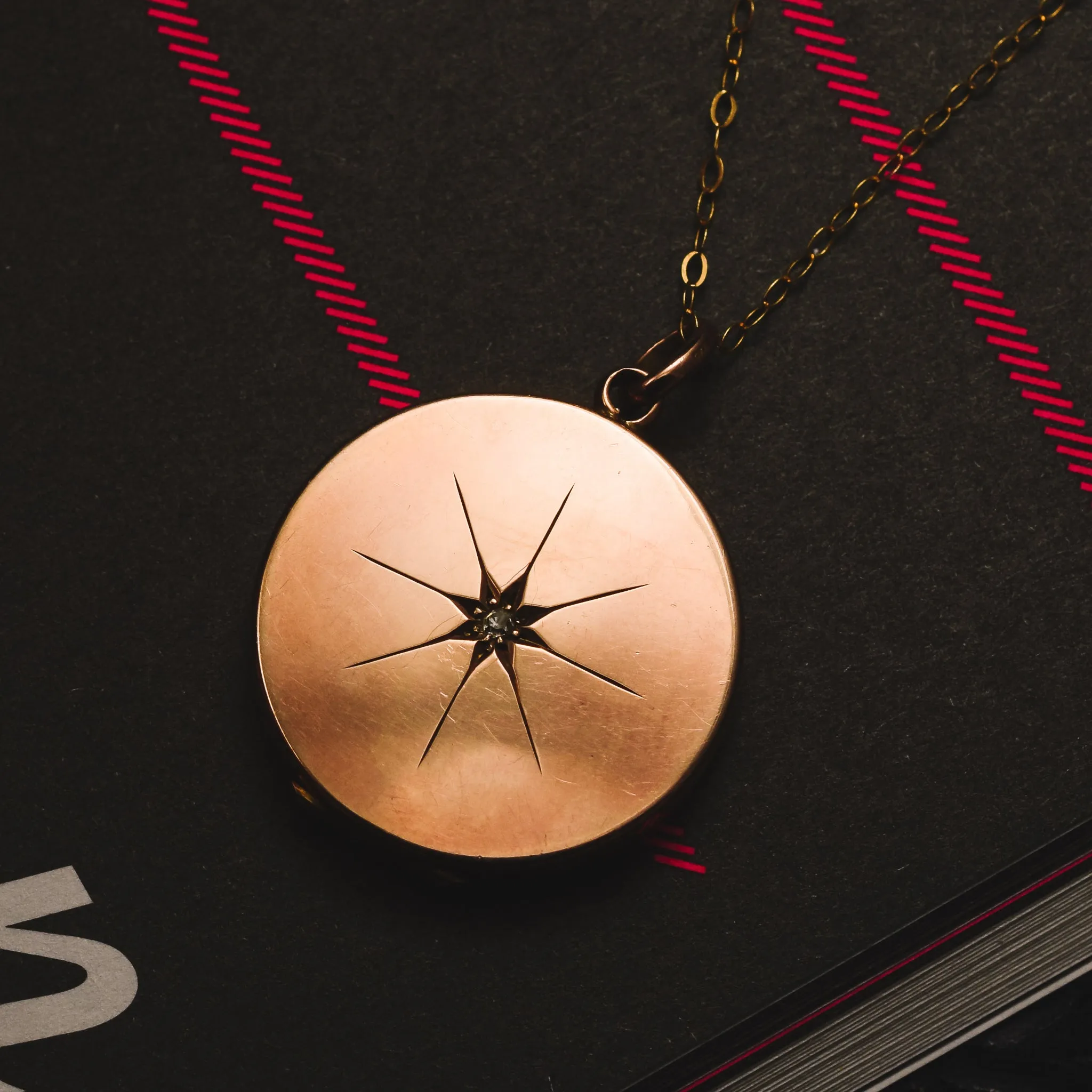 Edwardian Star Diamond Round Locket