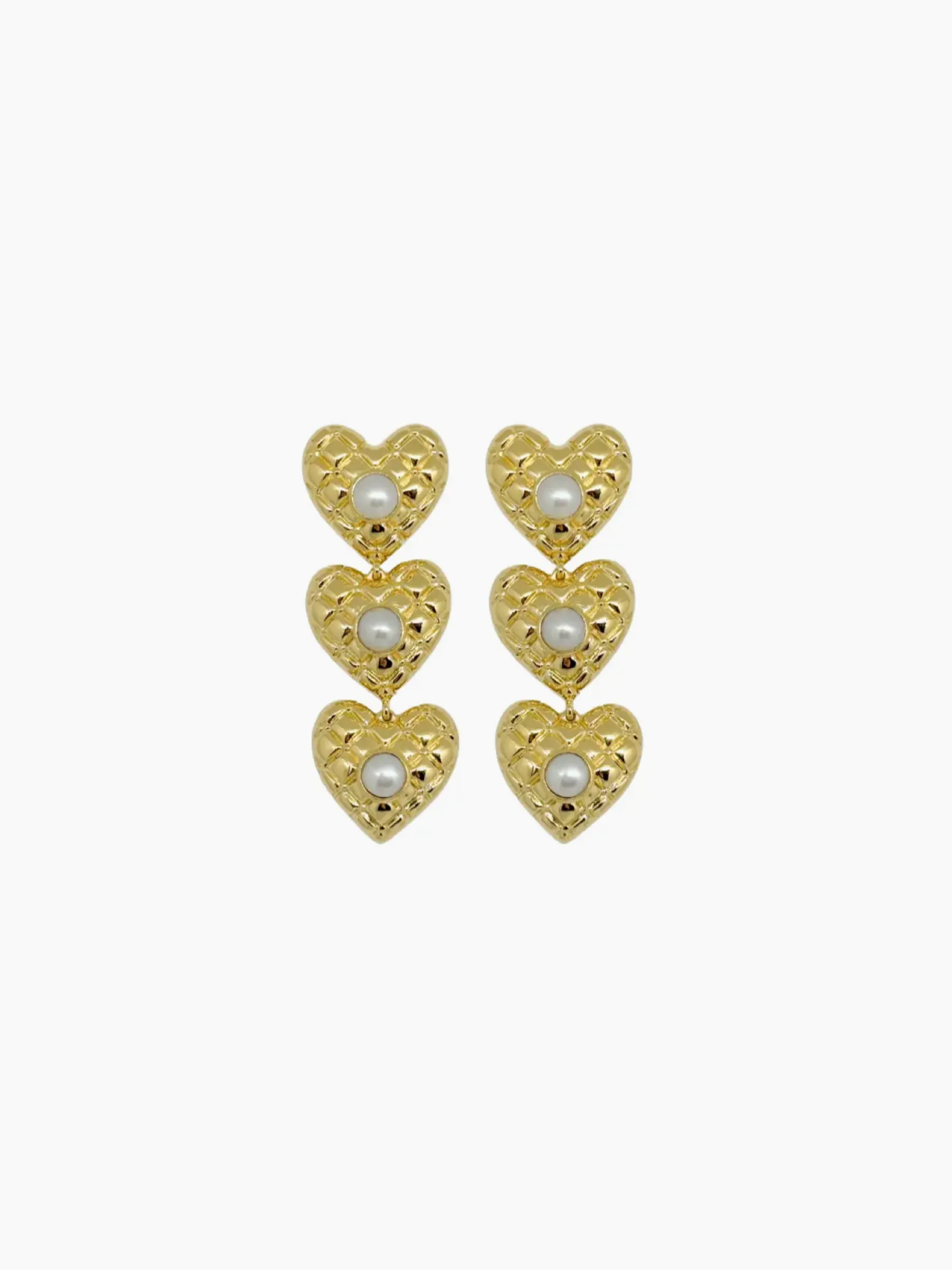 Elizabeth Quilted Triple Heart Earrings