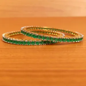 EMERALD LOOK GOLD PLATED SINGLE LINE BANGLES