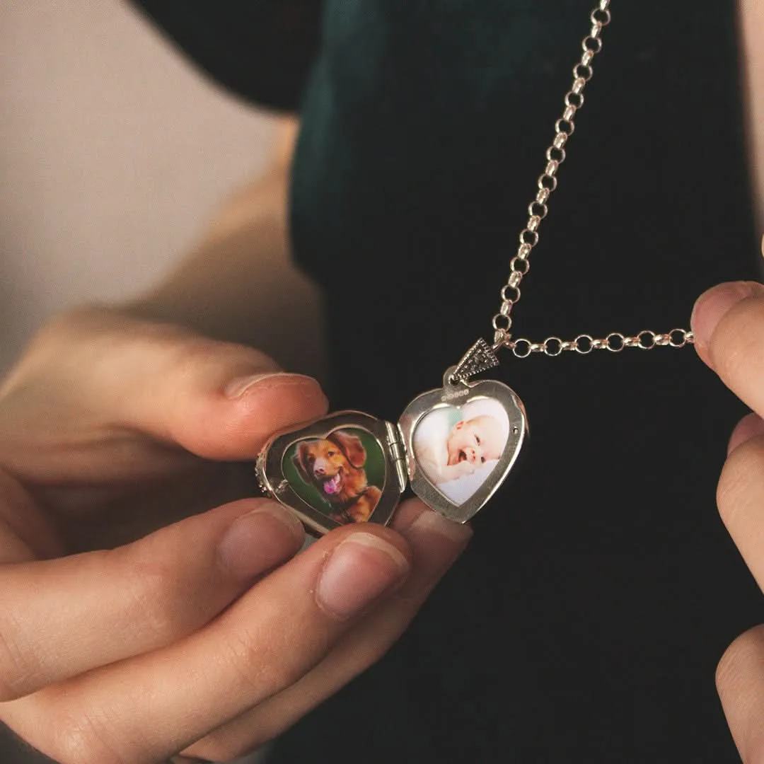 Emerald Vintage Heart Locket | White Gold