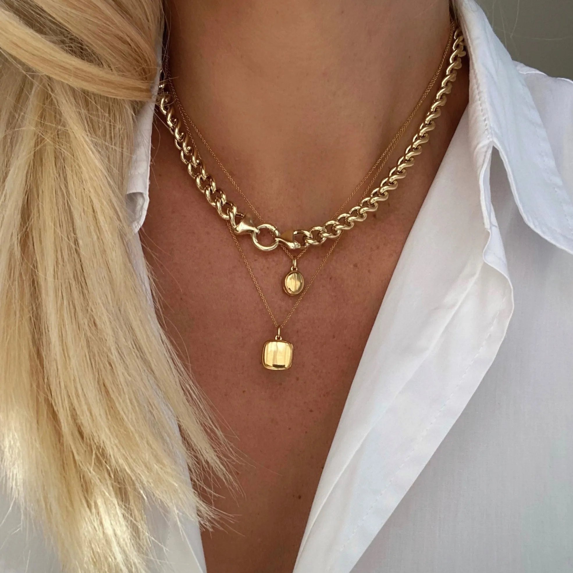 Engravable Square Locket Necklace in Gold
