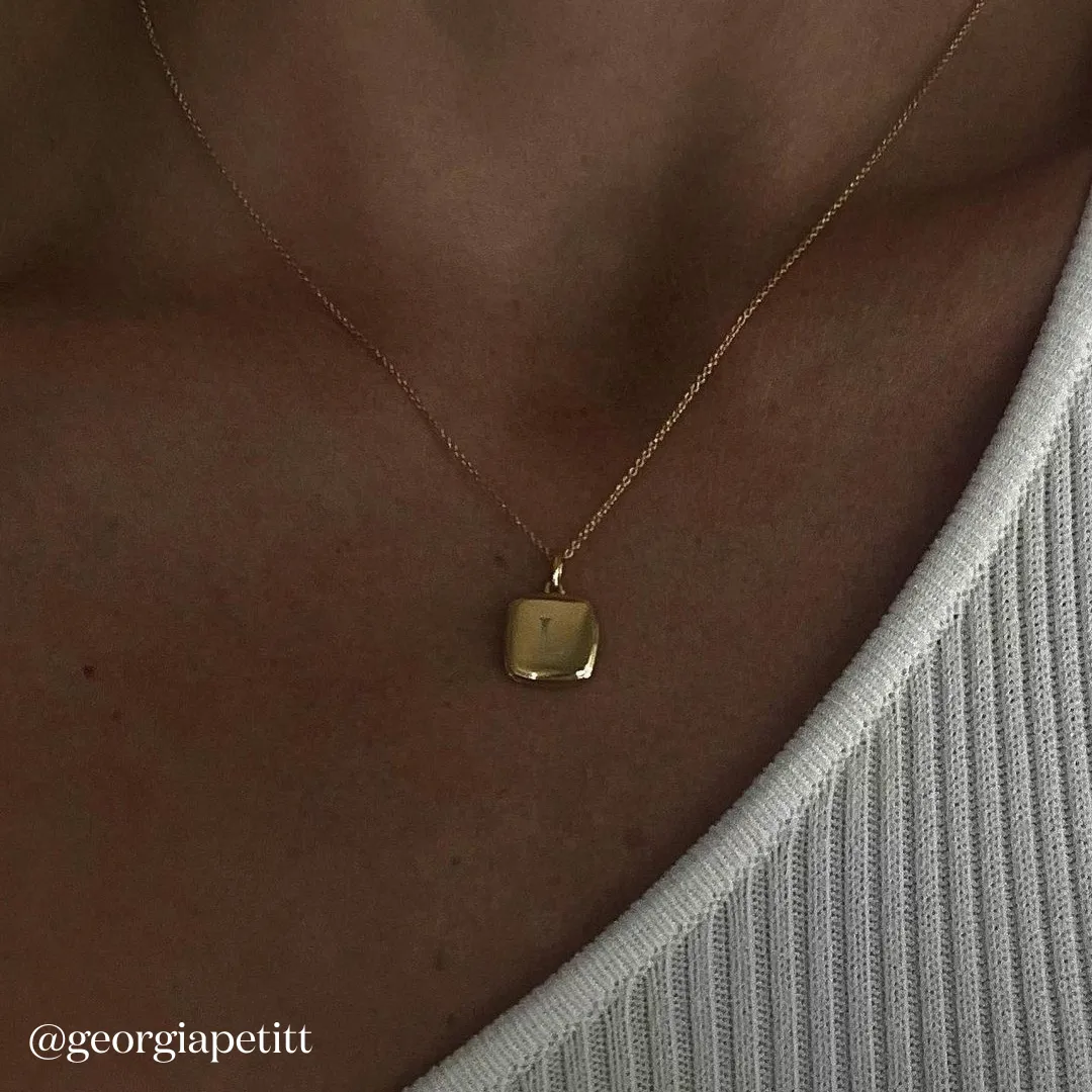 Engravable Square Locket Necklace in Gold