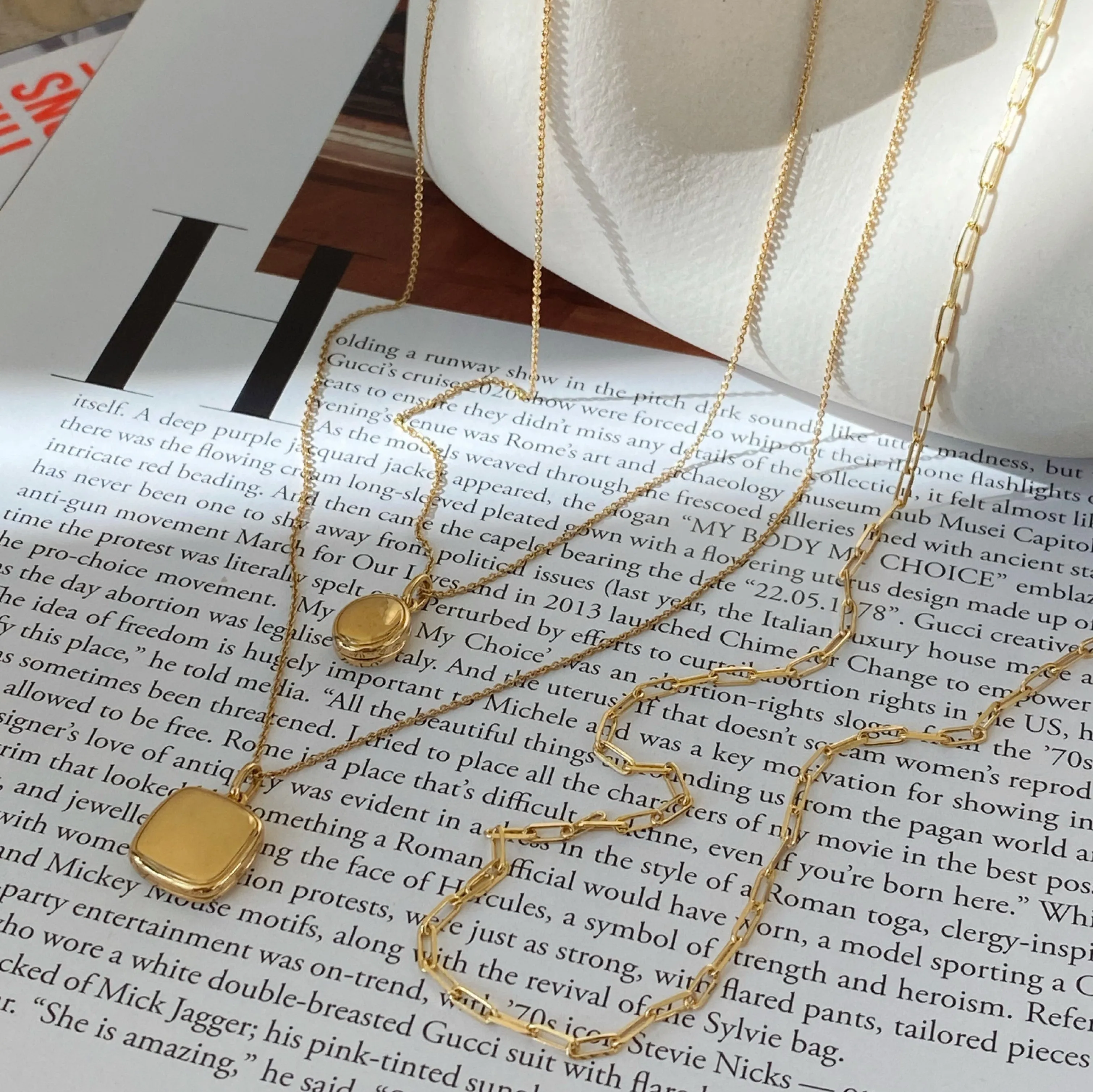Engravable Square Locket Necklace in Gold