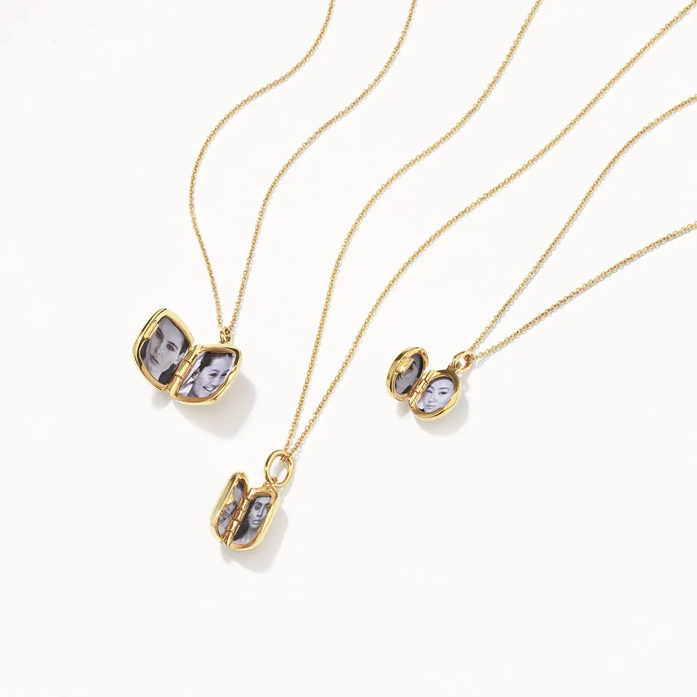 Engravable Square Locket Necklace in Gold