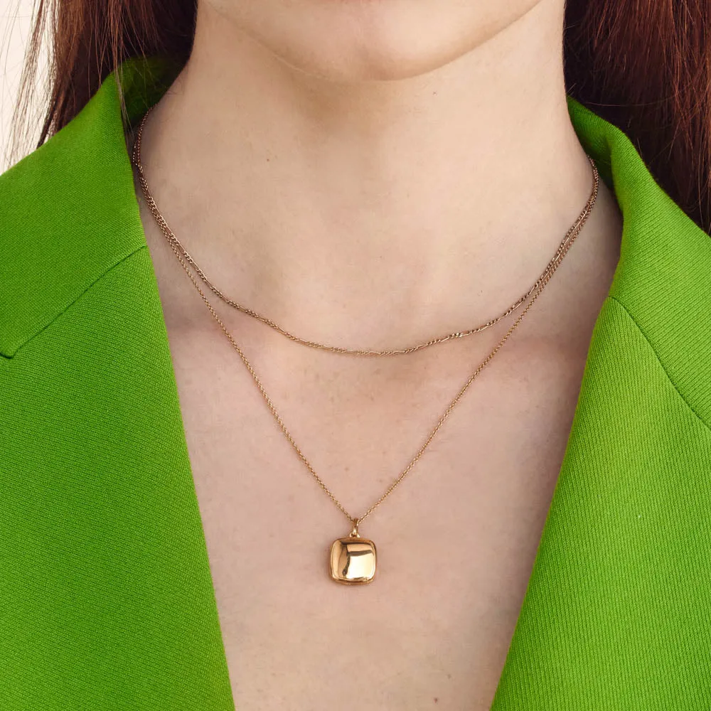 Engravable Square Locket Necklace in Gold