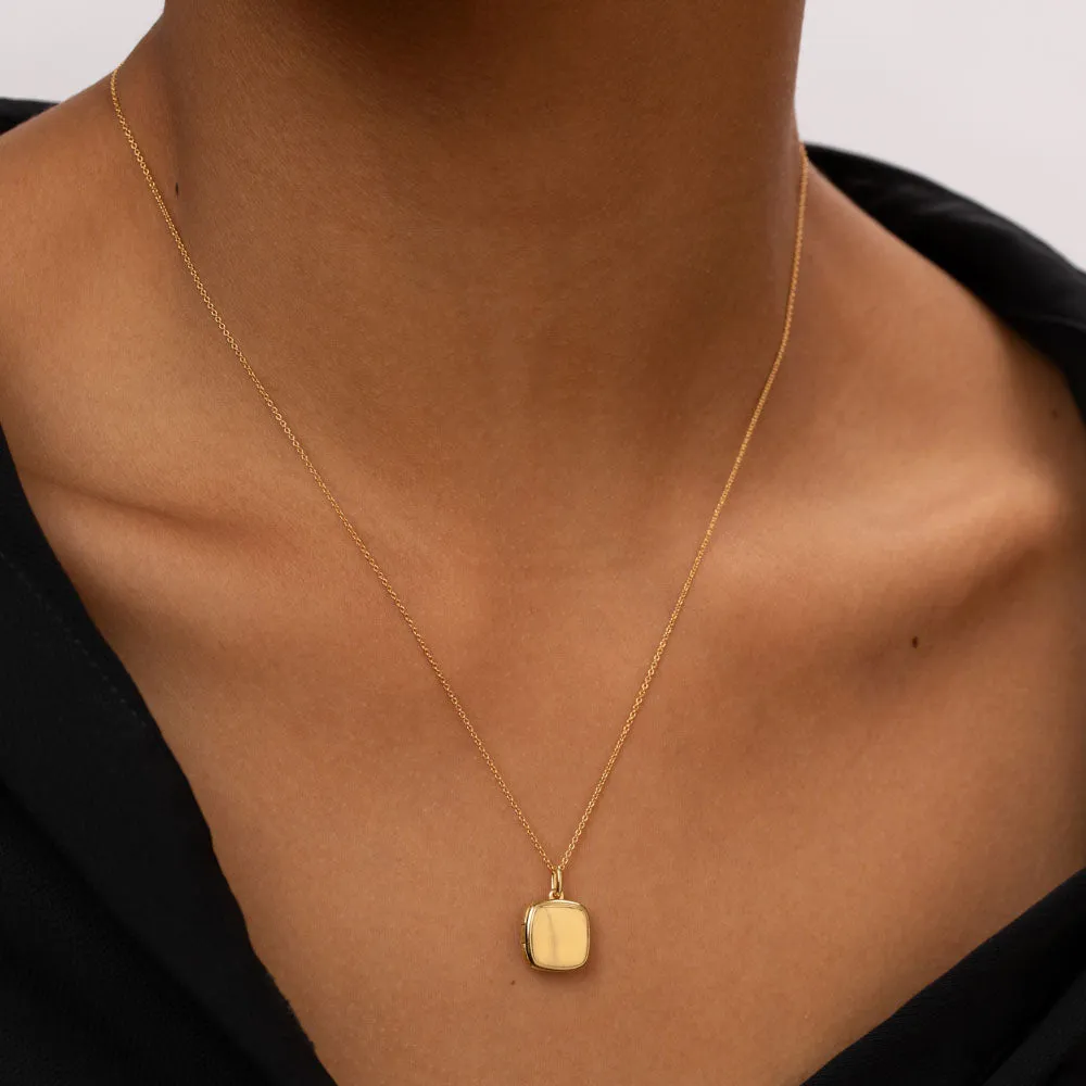 Engravable Square Locket Necklace in Gold