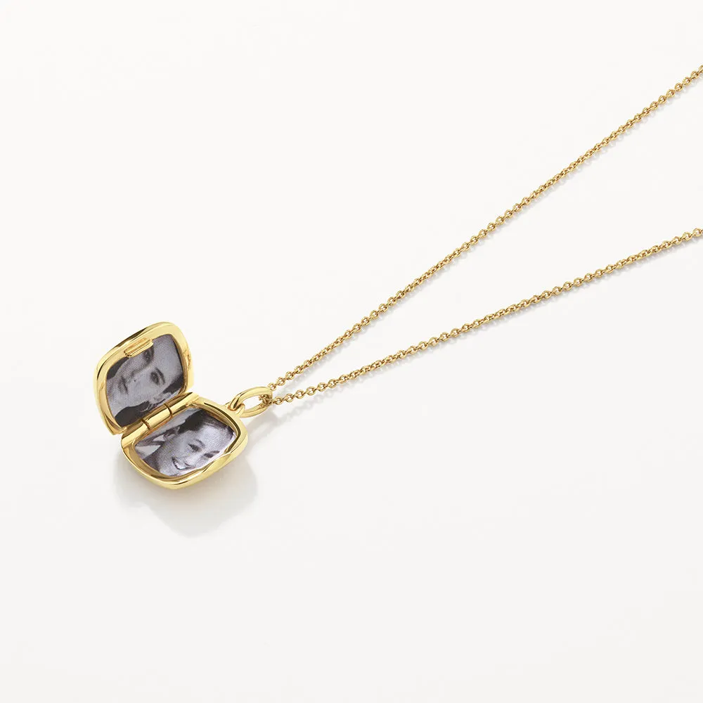 Engravable Square Locket Necklace in Gold