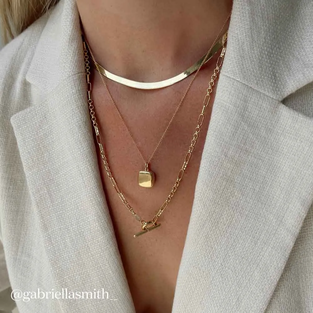 Engravable Square Locket Necklace in Gold