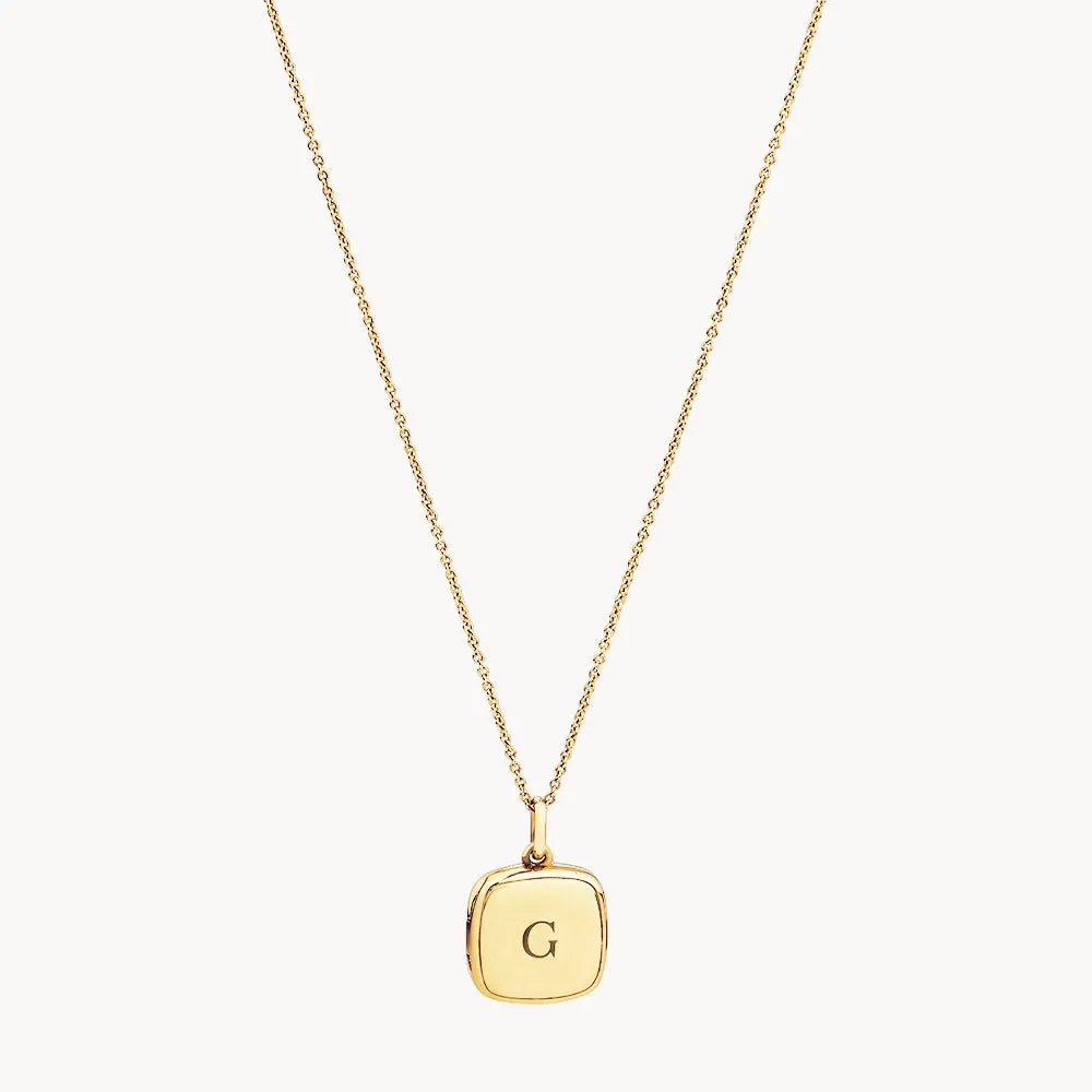 Engravable Square Locket Necklace in Gold