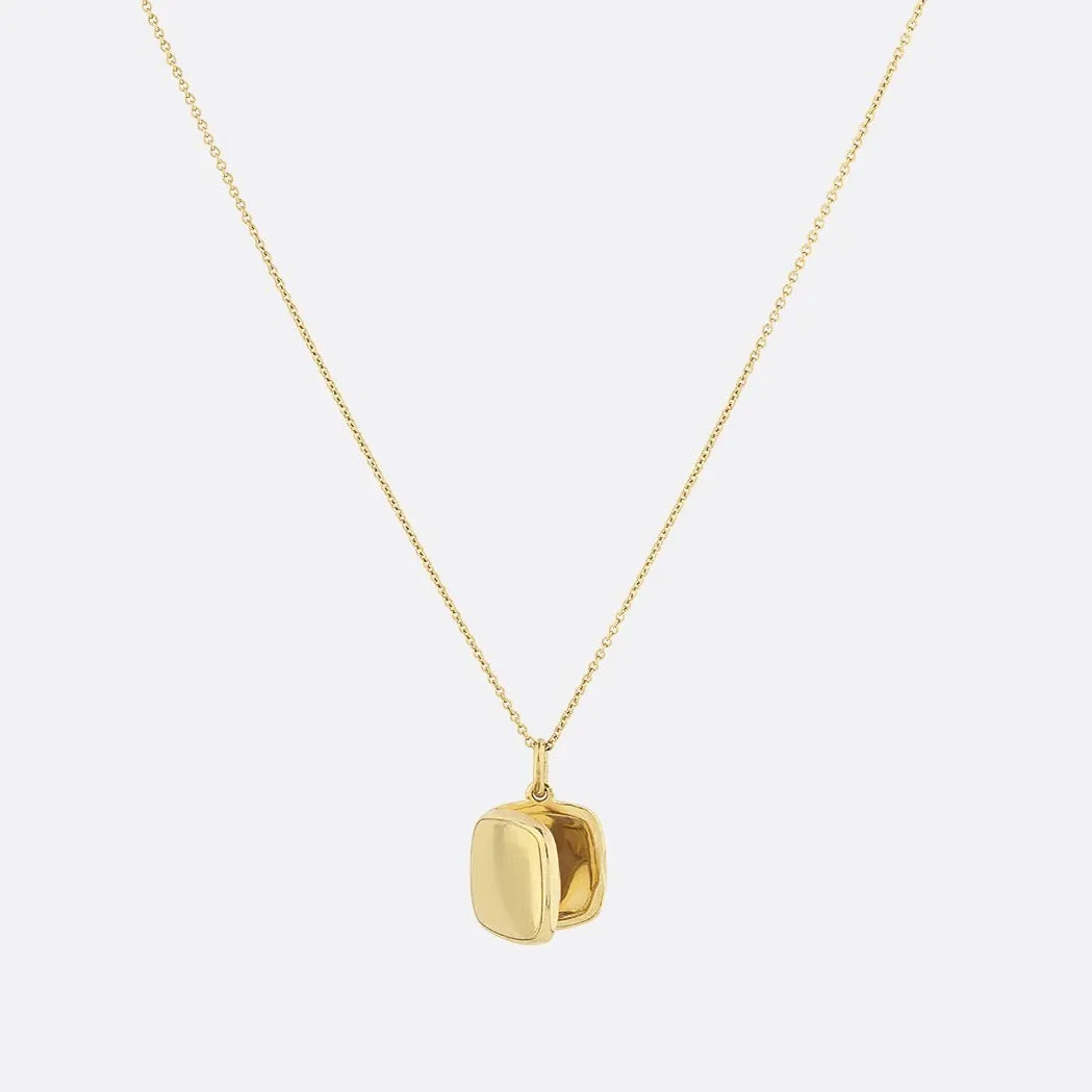 Engravable Square Locket Necklace in Gold