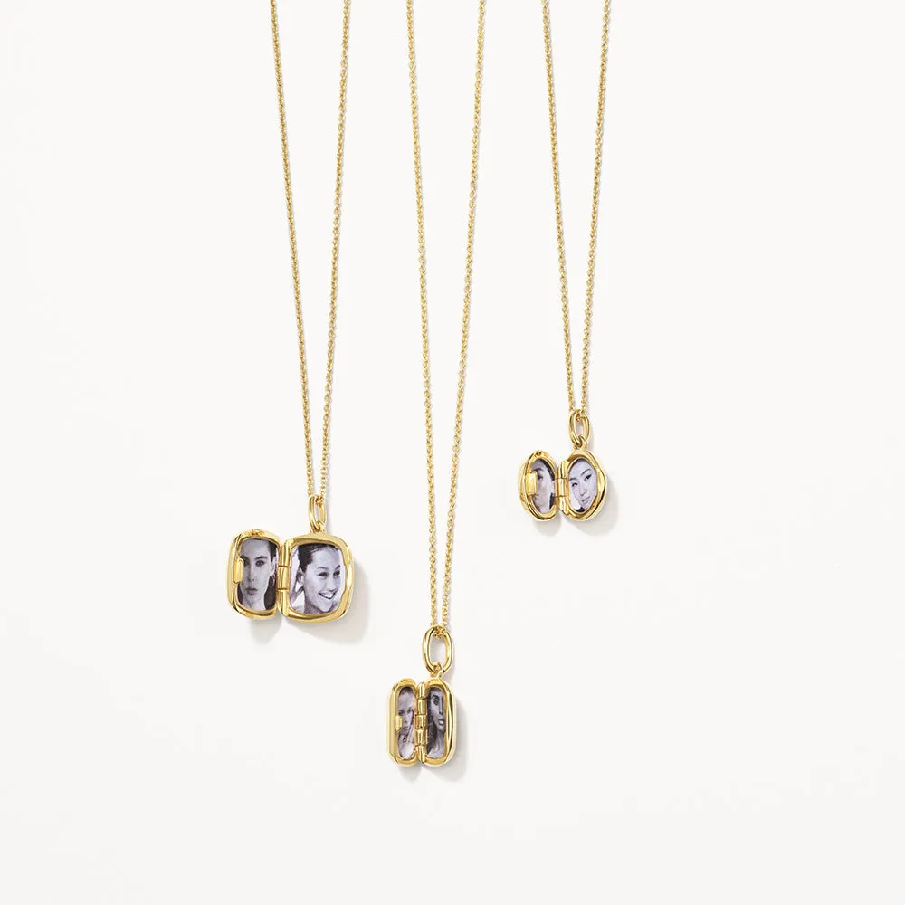 Engravable Square Locket Necklace in Gold
