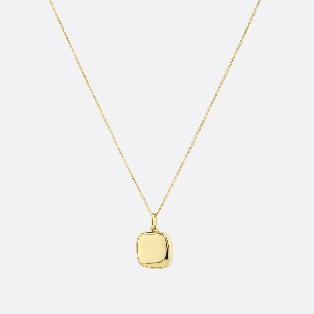 Engravable Square Locket Necklace in Gold