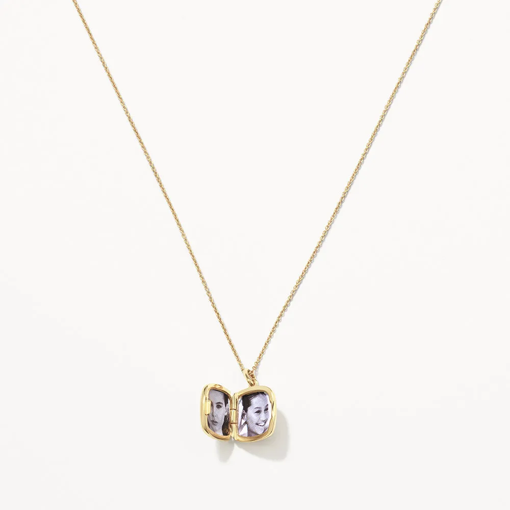 Engravable Square Locket Necklace in Gold