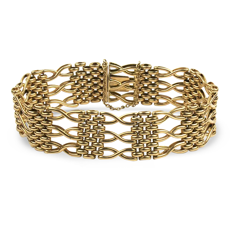 Estate 15K Yellow Gold Fancy Link Bracelet