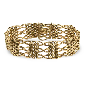 Estate 15K Yellow Gold Fancy Link Bracelet