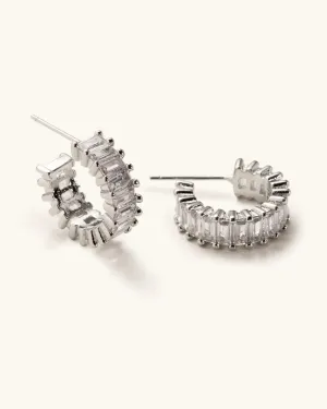 Esther Diamond Hoops - Silver