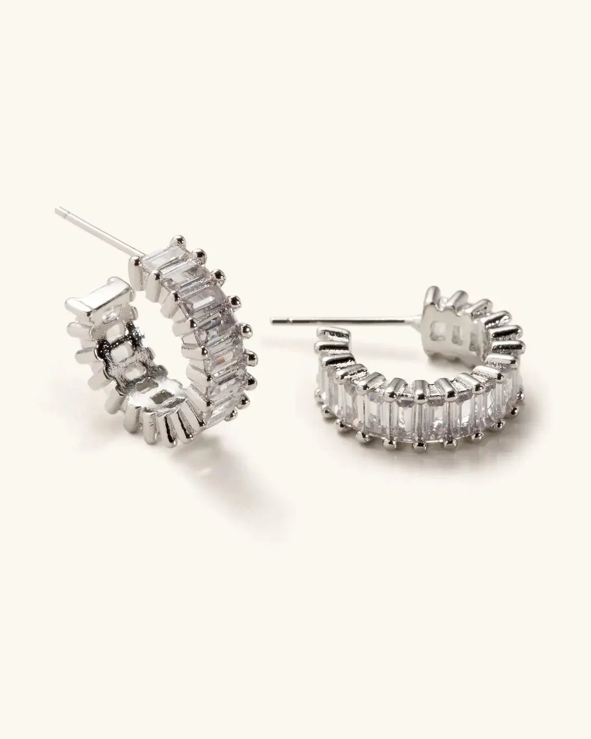 Esther Diamond Hoops - Silver