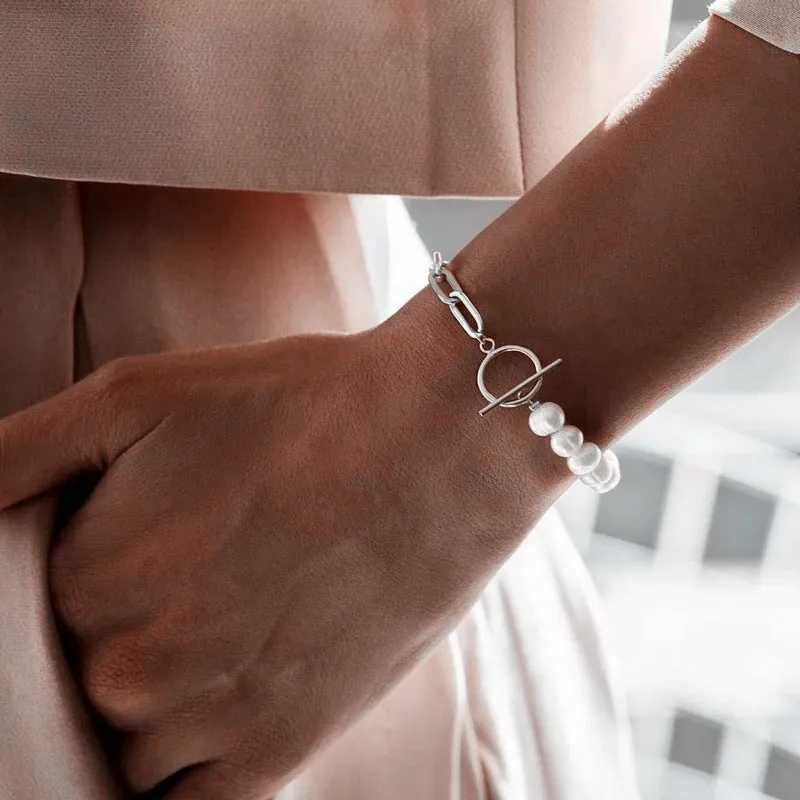 European And American New Simple Retro Pearl Bracelet OT Buckle