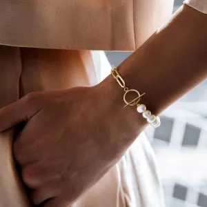 European And American New Simple Retro Pearl Bracelet OT Buckle