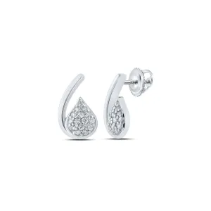 Exquisite Brilliance: 10kt White Gold Womens Round Diamond Cluster Earrings