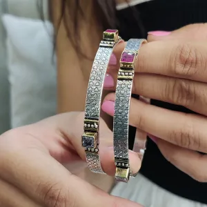 Exquisite Carved Cut Stone Bangles