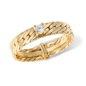 FINAL SALE MONTAGUE GOLD HERRINGBONE AND SOLITAIRE RING - JOY DRAVECKY