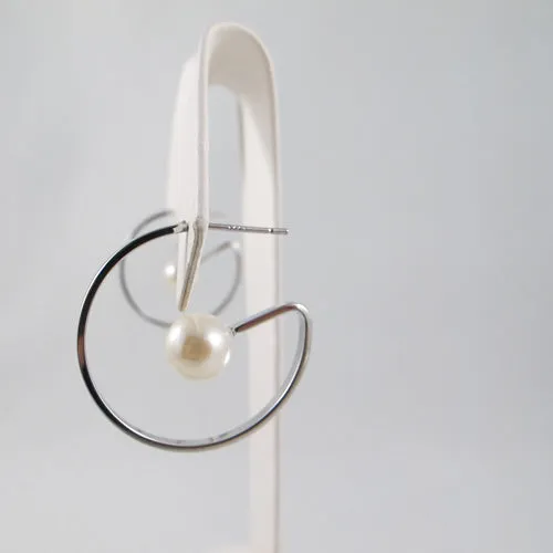 Floating Pearl Hoop Earrings