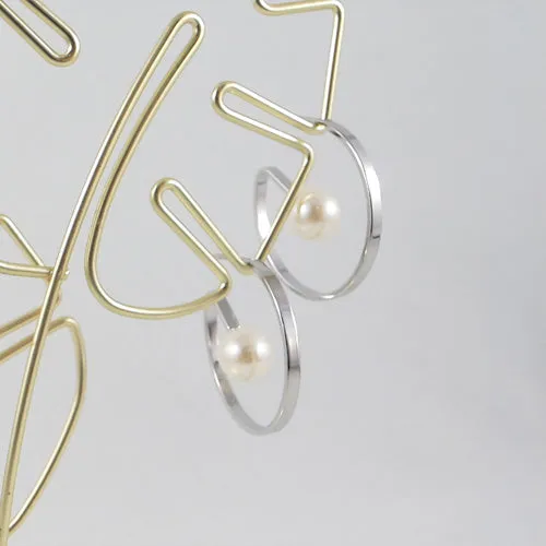 Floating Pearl Hoop Earrings