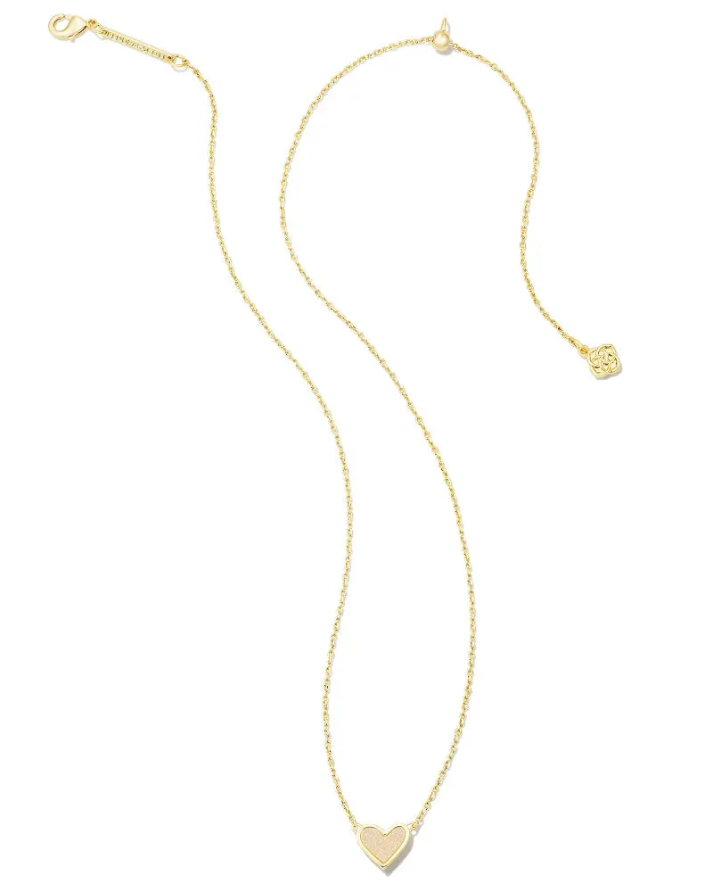 Framed Ari Heart Gold Short Pendant Necklace in Iridescent Drusy