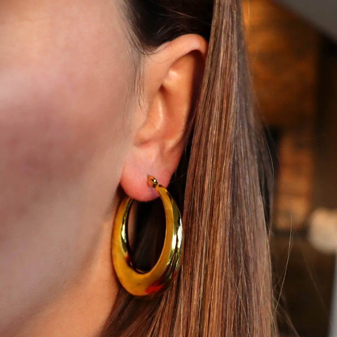 FV Yellow Gold 40mm Hollow Hoop Earrings