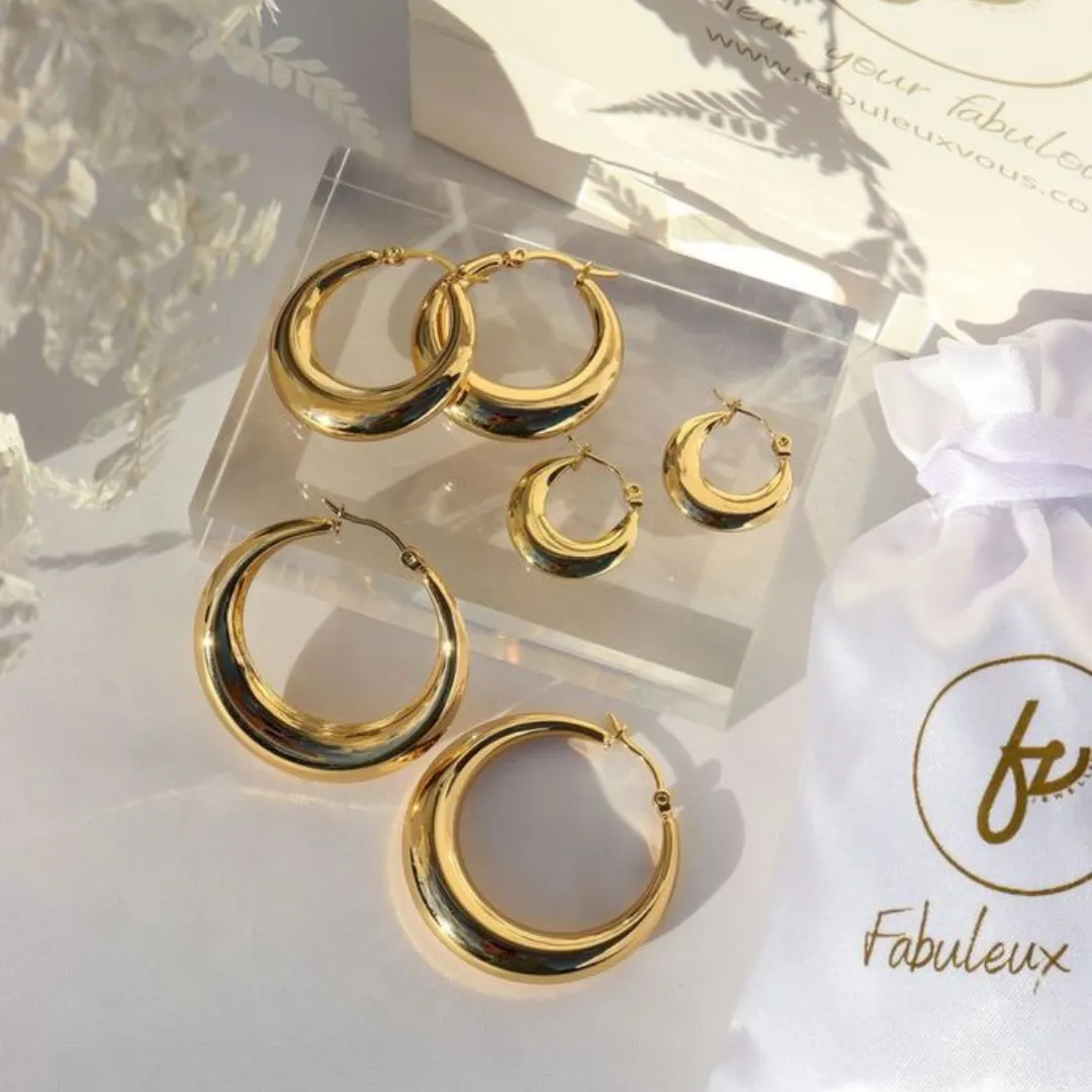 FV Yellow Gold 40mm Hollow Hoop Earrings