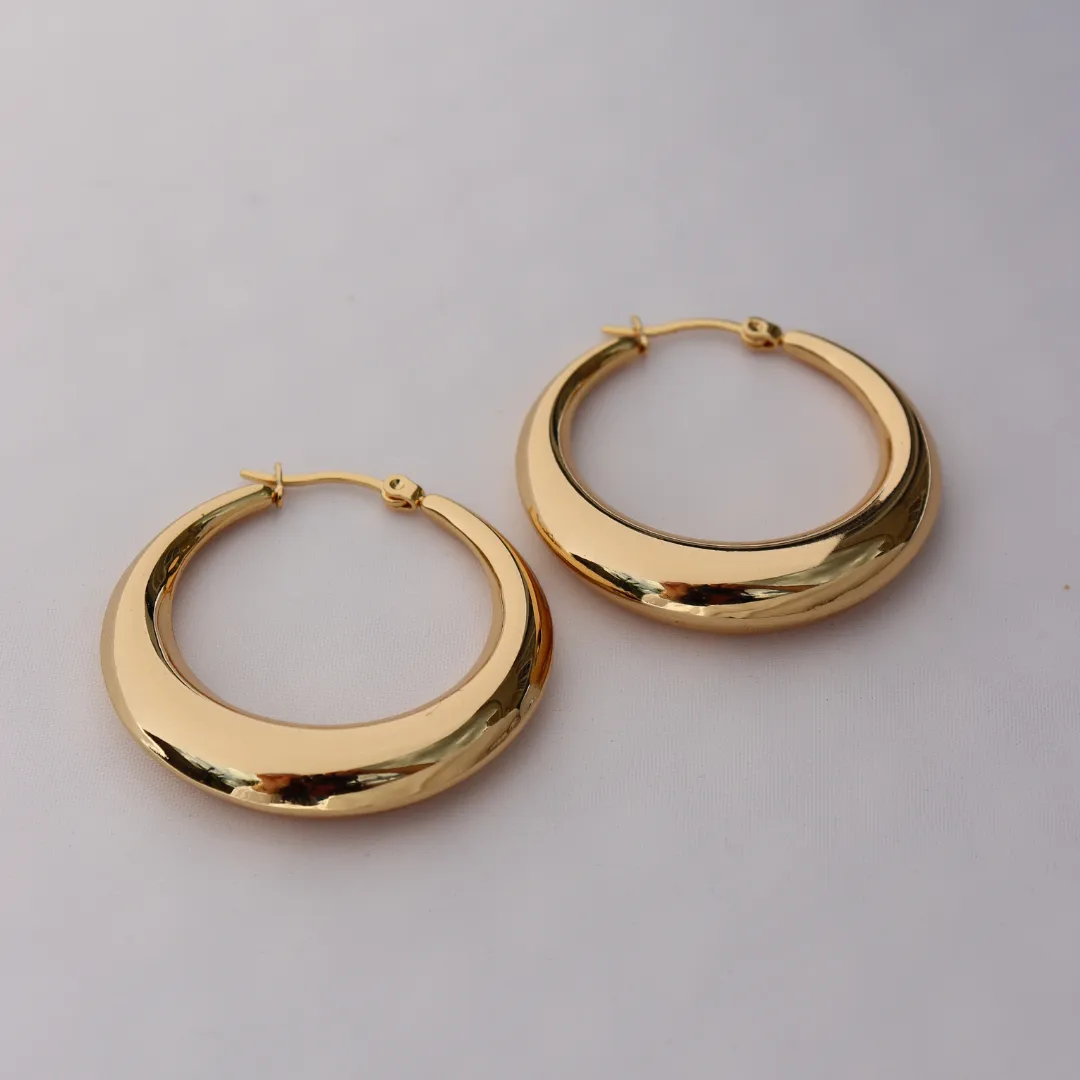 FV Yellow Gold 40mm Hollow Hoop Earrings