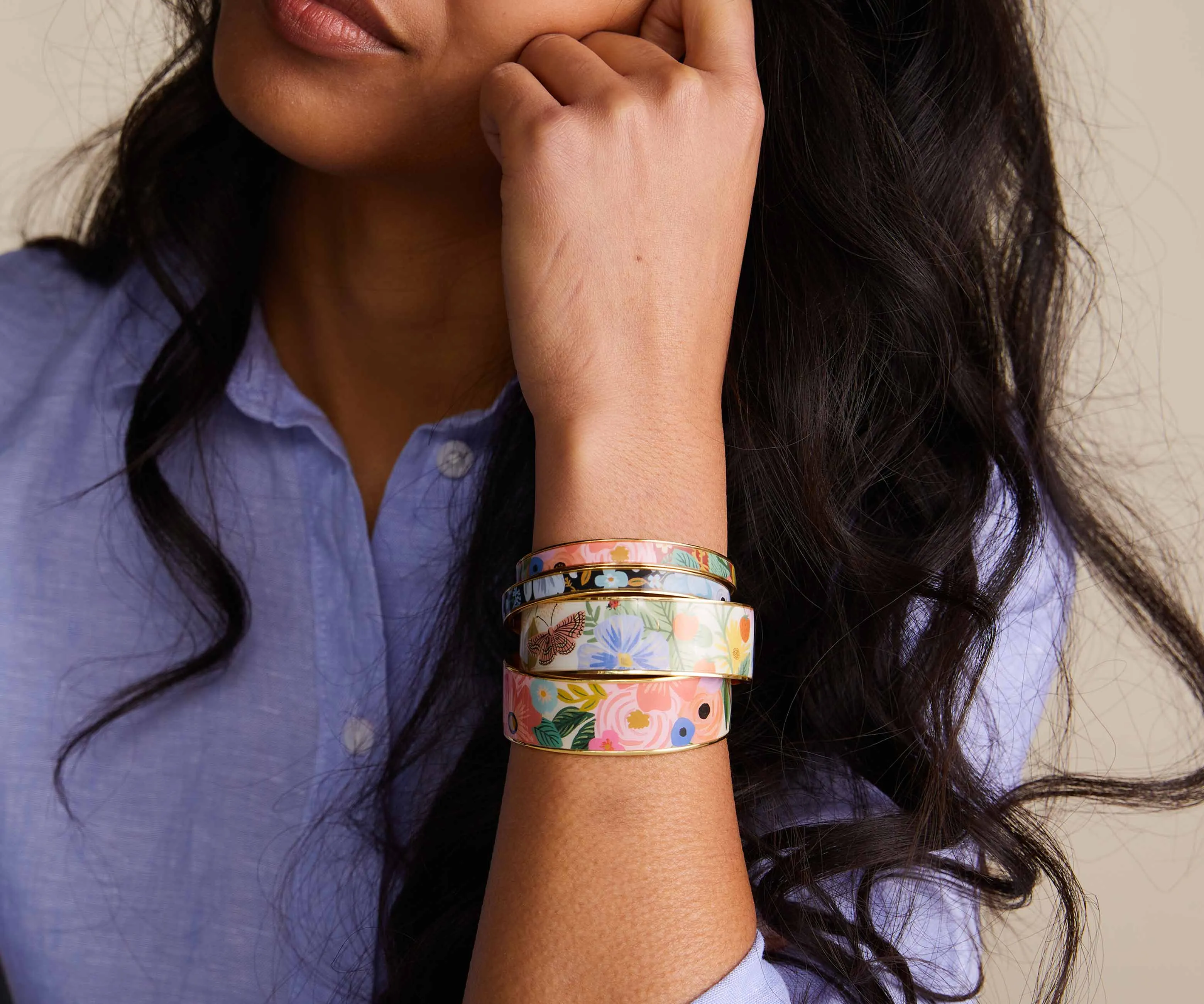 Garden Party Blue Skinny Enamel Cuff