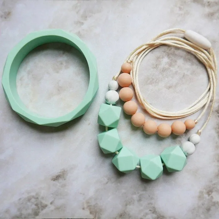 Geometric Silicone Teething Bangle/Bracelet by East London Baby Co