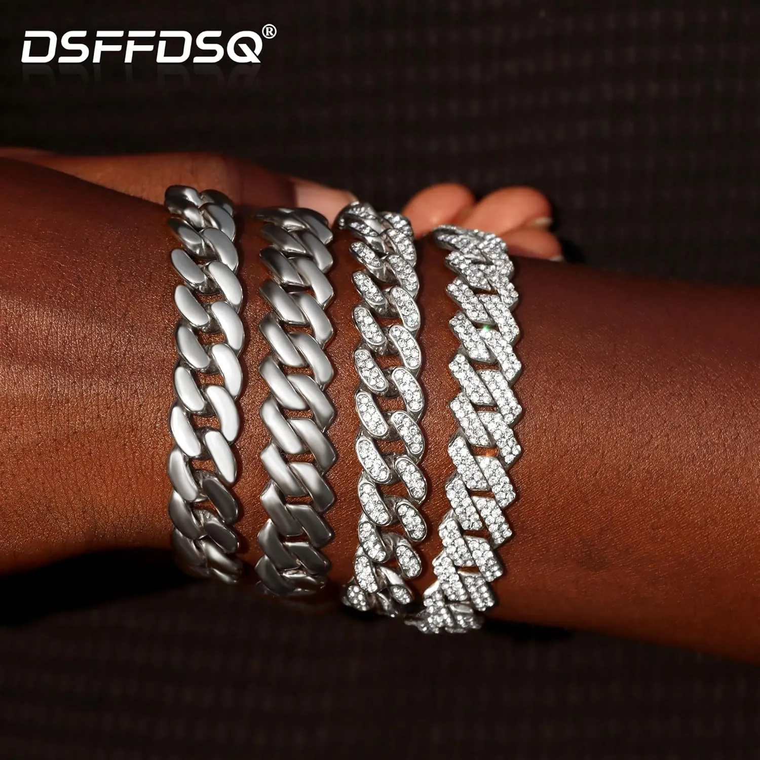 Gold Bracelets for Women, Gold Plated Cuban Link Chain Bracelet Pack Layered Metal Link Bracelet Set Fashion Jewelry for Women Set