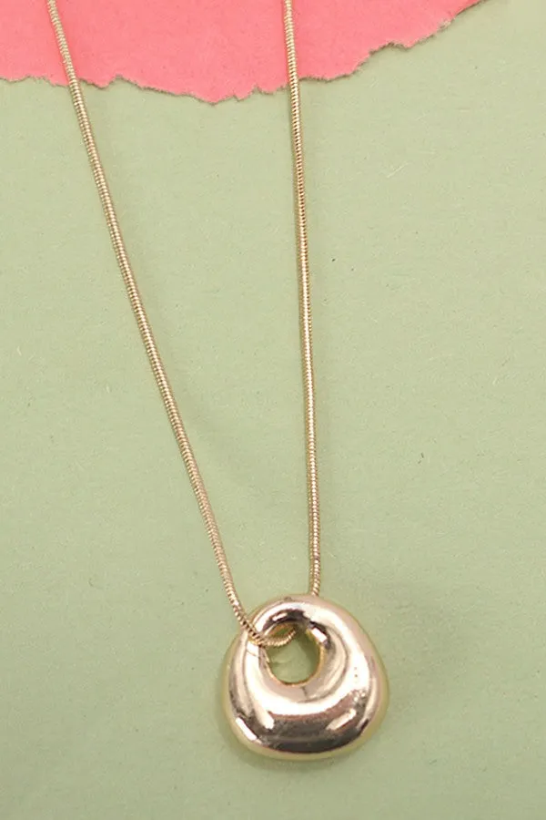 Gold Bubble Circle Snake Chain Necklace