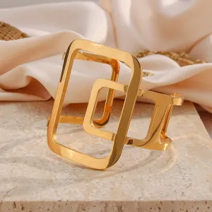 Gold Geometric Square Cuff Bangles