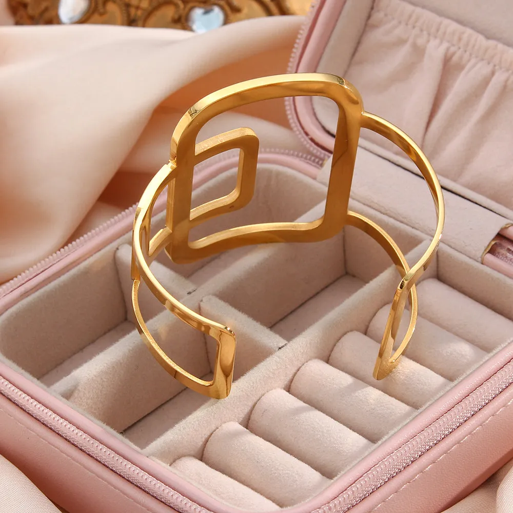 Gold Geometric Square Cuff Bangles