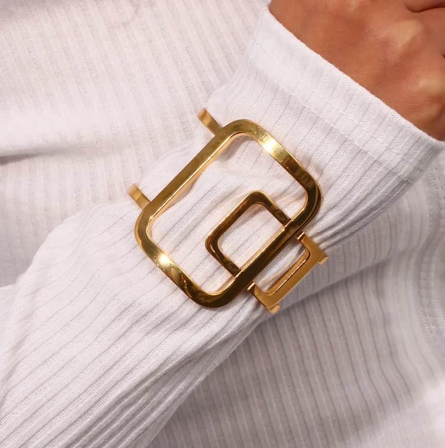 Gold Geometric Square Cuff Bangles