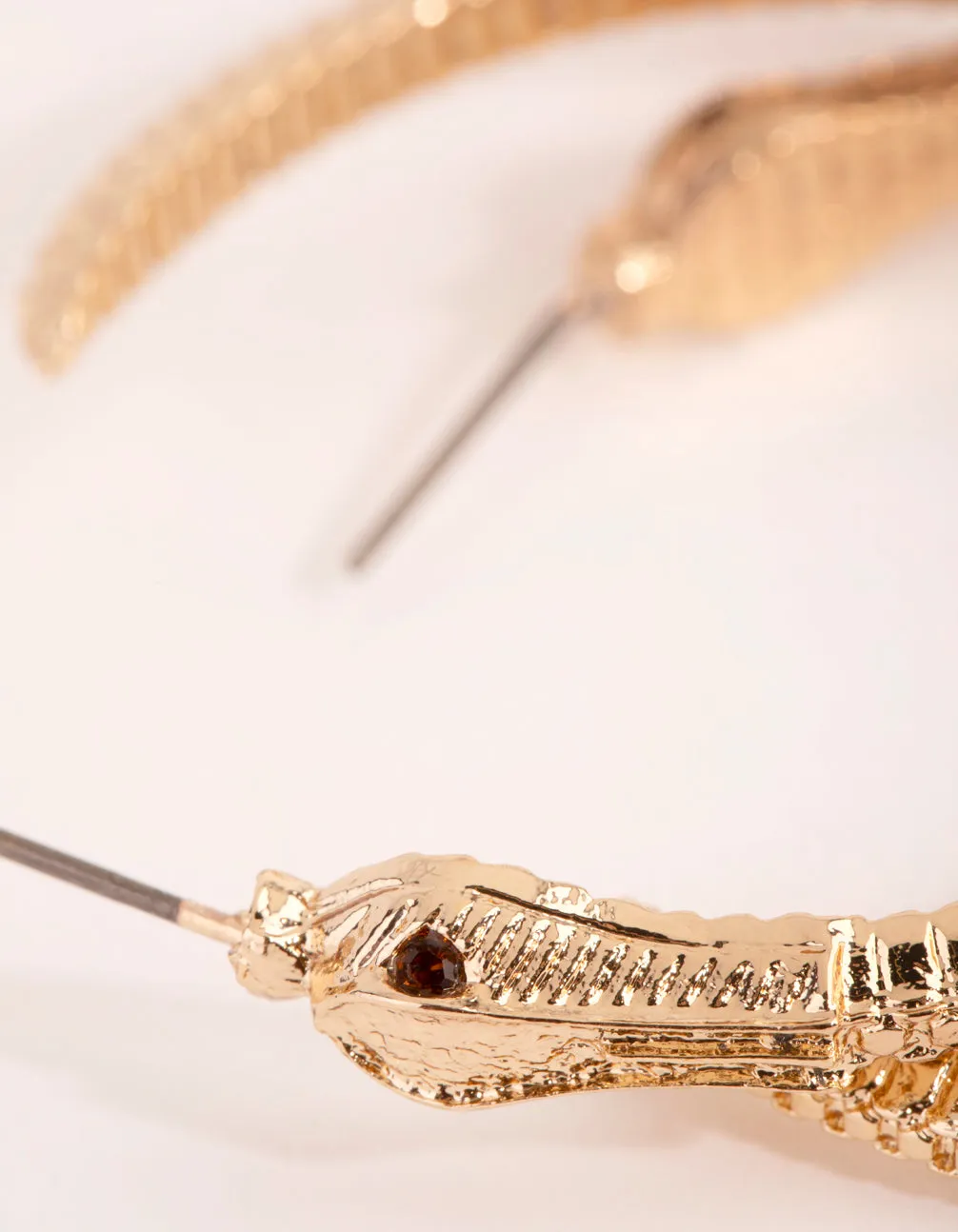 Gold Textured Snake Hoop Earrings