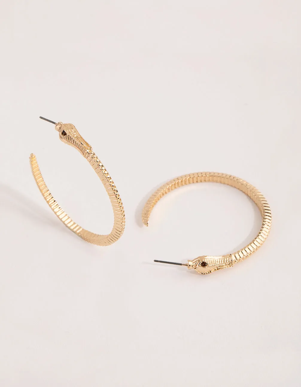 Gold Textured Snake Hoop Earrings